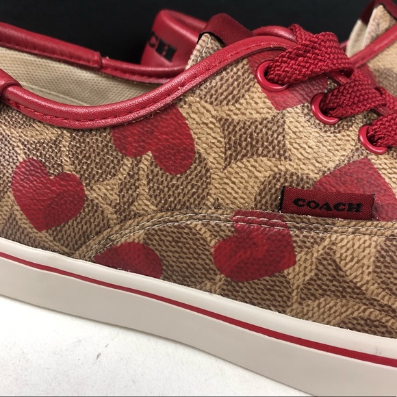Coach CitySole Coated Canvas & Leather Sneakers Signature C Hearts ❤️ NIB - Picture 3 of 11
